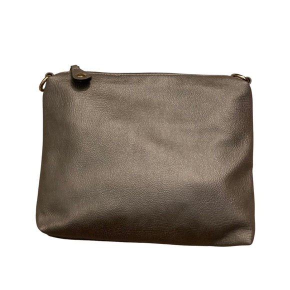 2/$30 Marc New York Silver Square Clutch Faux Leather Gray Grey Small Handbag